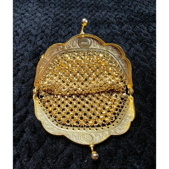 Vintage Mesh Coin Purse with Kissing Clasp Art Deco Gold Tone Whiting Davis - Picture 5 of 11
